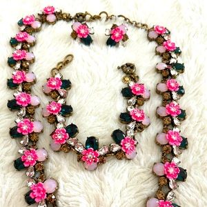 Pretty Pink and Navy Flower Jewelry 3 Piece Set from J Crew